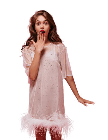 Sparkly Mesh Feather Dress
